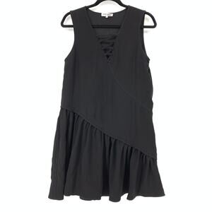 Opening Ceremony Women's Size 8 Black Sleeveless Ruffle Lace Up Mini Shift Dress